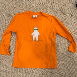 Orange Long Sleeve Kids Tee with Mummy Design